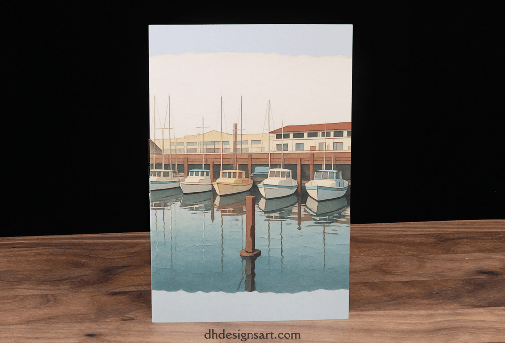 Boats in the Harbor Blank Notecard