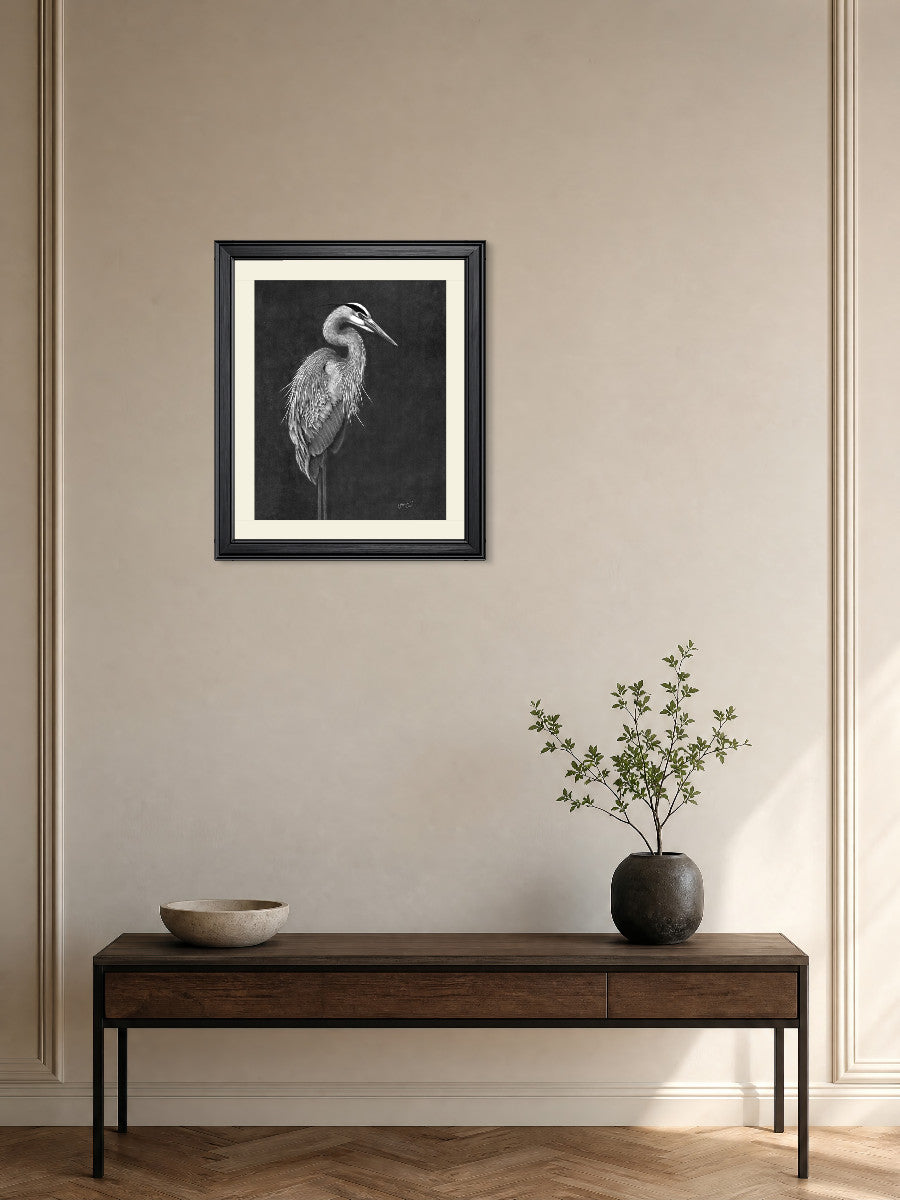 Blue Heron in Graphite
