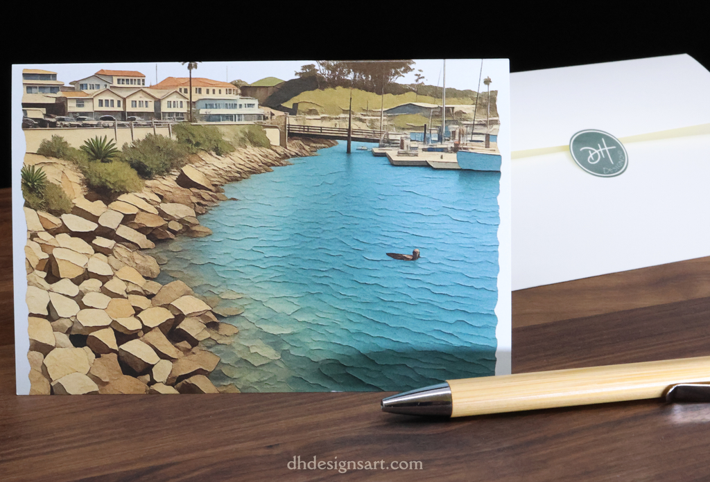 Otter in the Harbor Blank Note Card